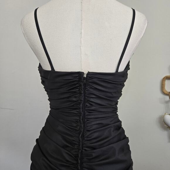 Alyce Designs Vtg 80s Whimsigoth Fairy Ruched Taffeta Sequins Drop Waist Gown 8 - Picture 7 of 12